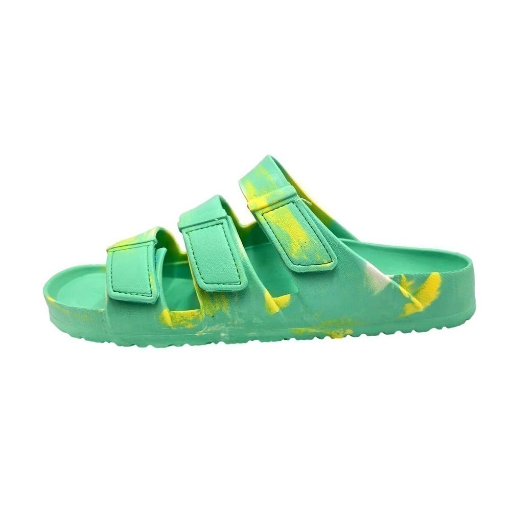 Sun + Stone Bowie Sandals Green Tie Dye Adjustable Hook & Loop Straps Men's 12M